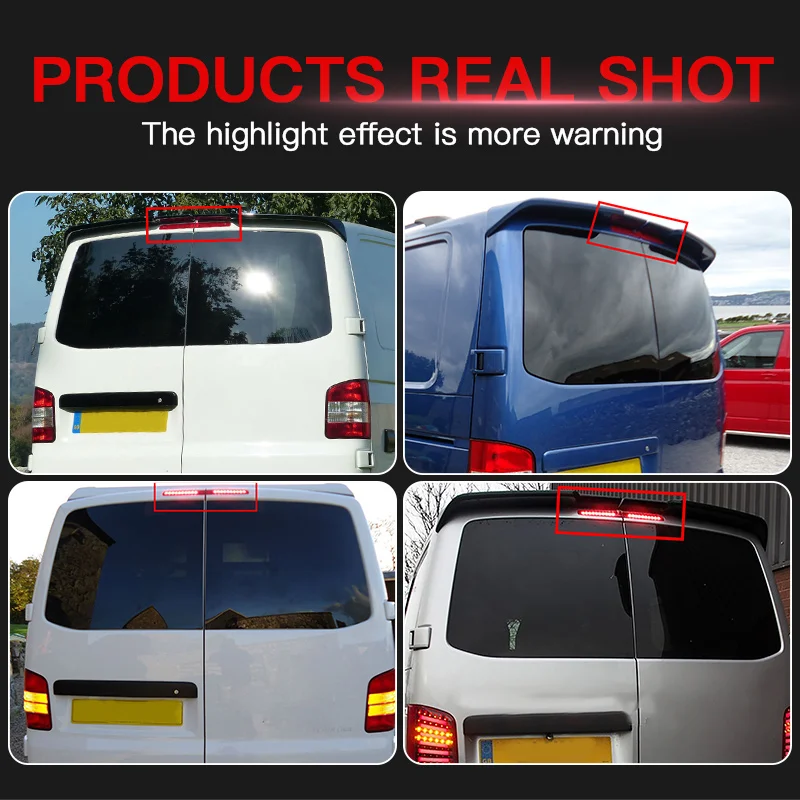 2PCS for VW T5 T6 Eurovan/Multivan/Caravelle/Transporter Barn Door LED High Level 3rd Rear Brake Light Stop Signal Red Tail Lamp view 3