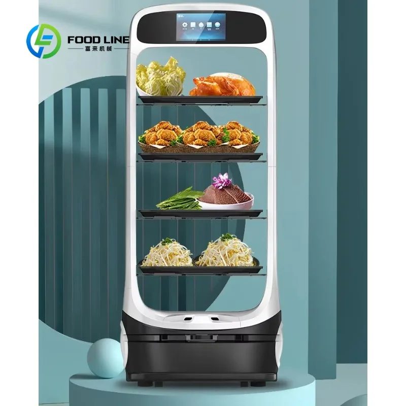 Customized T6 Intelligent Food-Service Robot Automated Dish Delivery Serving Collection Restaurants Hotels Food Delivery Robot