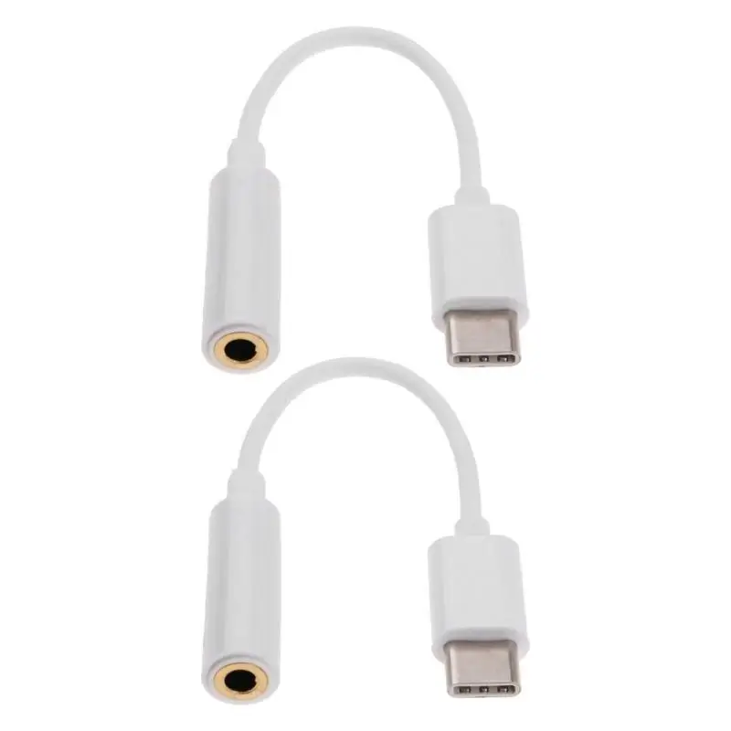 

Y1UB 7cm Portable Type C to 3.5mm Earphone Adapter Cable USB C Male to 3.5mm Female Round Hole Converter Cord Wire 2Pcs