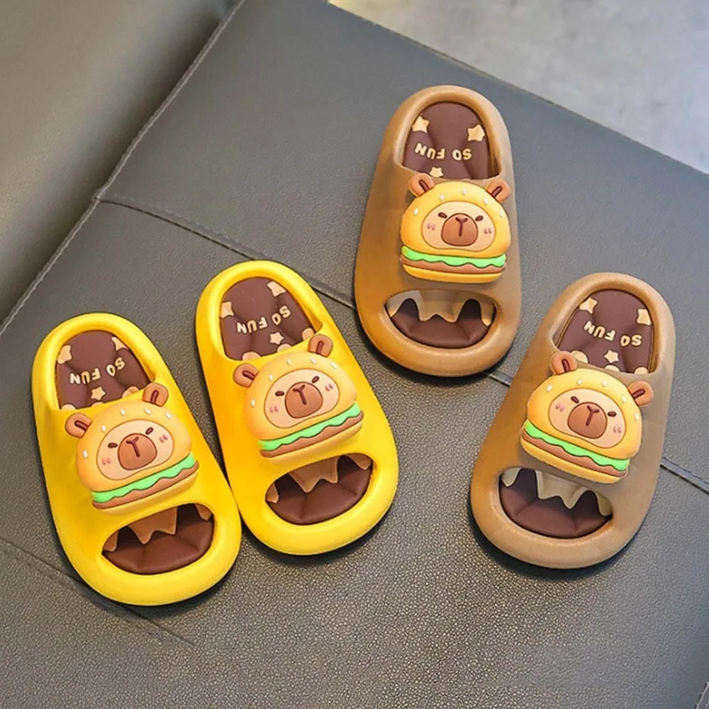 

PVC Cute Capybara Slippers Anti-slip Soft Cartoon Animal Slippers Resilience Thickened Children's Bathroom Sandals Bedroom