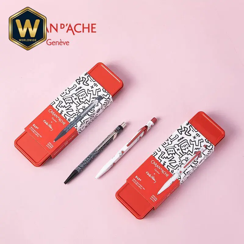 for Caran d'Ache & KADOM 849 Ballpoint Pen KEITH HARING Christmas Limited Edition Premium Gift Box