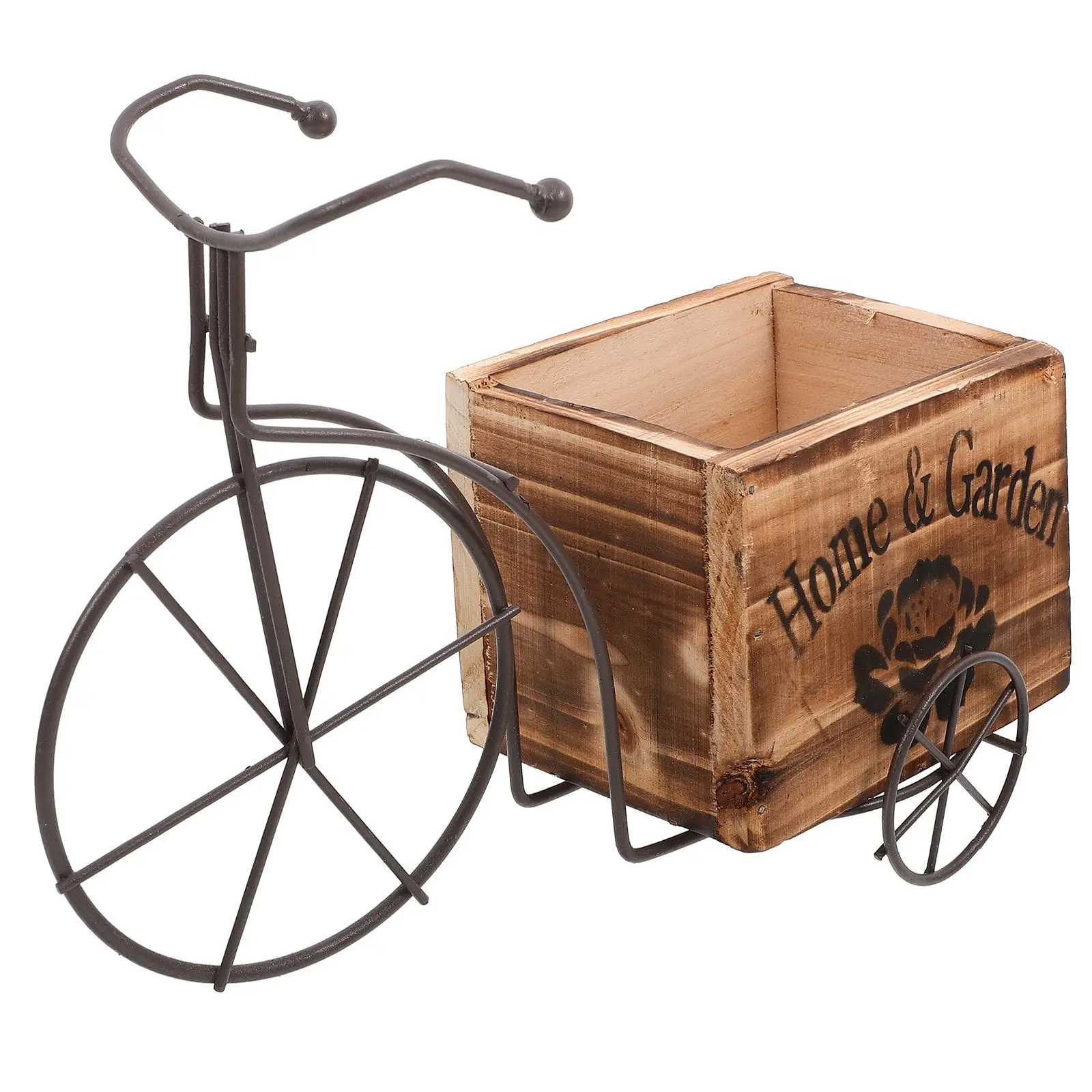 

Wooden Bicycle Box Decor Durable Craft nament Wooden Craft nament Home Office Garden Style Gift