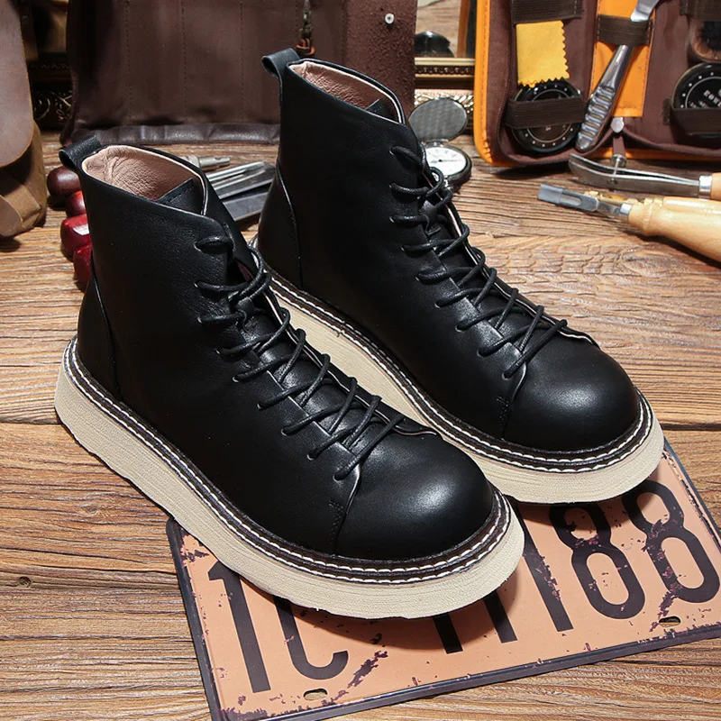 KOWM botas de senderismo impermeables piel vacuna para hombre tácticas - imagen 3