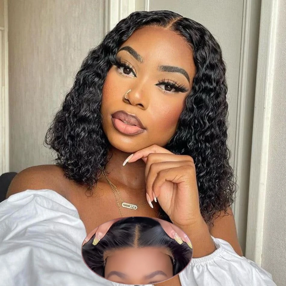 

Готовые к использованию бесшовные короткие парики-боб из натуральных волос 5x5, 4x4, с глубокой волной, 10 дюймов, кудрявые, с предварительно нарезанным закрытием