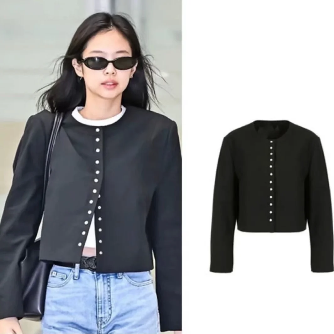 

Bla Button-Up Slim Fit ort Jaet Spring 2025 Commute Sle Regular Length round Ne Cact Fabric Women's Outerwear