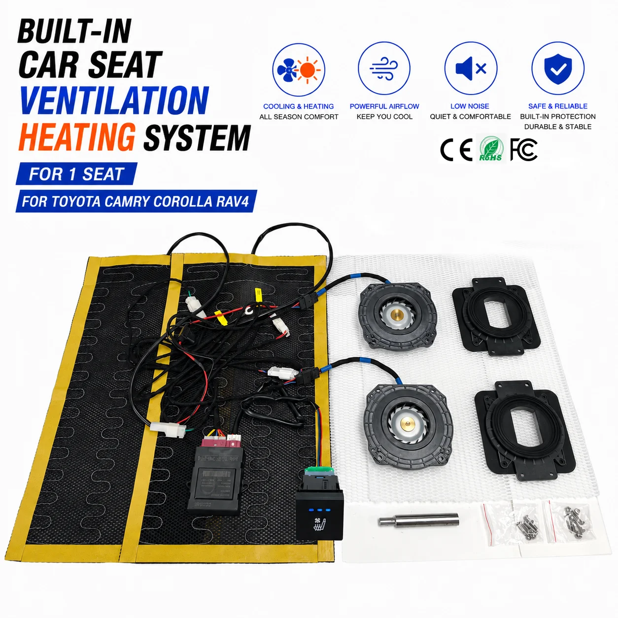 Built-in Car Seat Ventilation Heating System For 1 Seat For Toyota Camry Corolla RAV4 Feature Upgrade Accessories