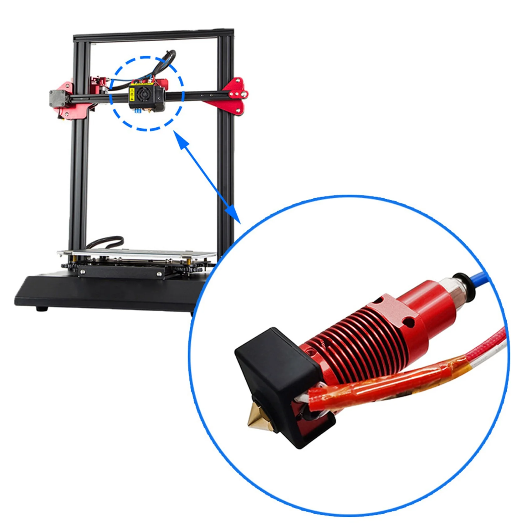 Accesorios de impresora 3D adecuados para Creality 3D CR-10S Pro extrusora de radiador redondo rojo extremo caliente 24V