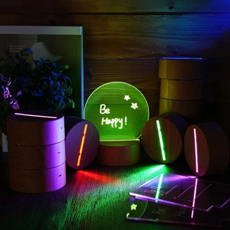 6 Pcs Christmas 3D Night LED Lamp Base Gift 16 Colors LED Light Display Base With Remote Control USB Cable Lamp Base Easy To Use