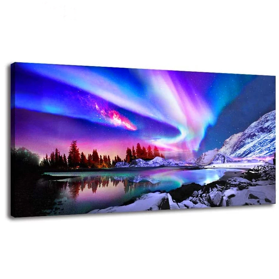 Pittura diamante 5D fai da te aurora boreale natura punto croce diamante pieno mosaico ricamo arte di grandi dimensioni paesaggio del lago delle nevi