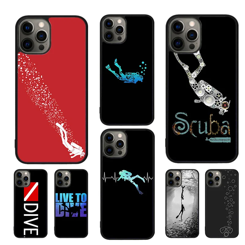 Scuba Diver Diving Phone Case for iPhone 15 16 SE2020 11 12 13 14 Pro Max mini 6 7 8 Plus coque Fundas Shell