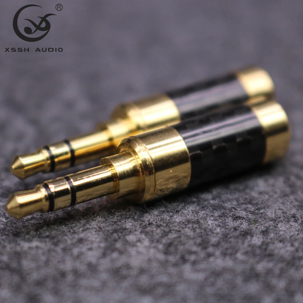 10 Uds YIVO Hi-end chapado en oro Audio macho auriculares enchufe fibra de carbono 3,5mm estéreo 1/8 "conector Jack para Cable de 3mm ~ 6mm