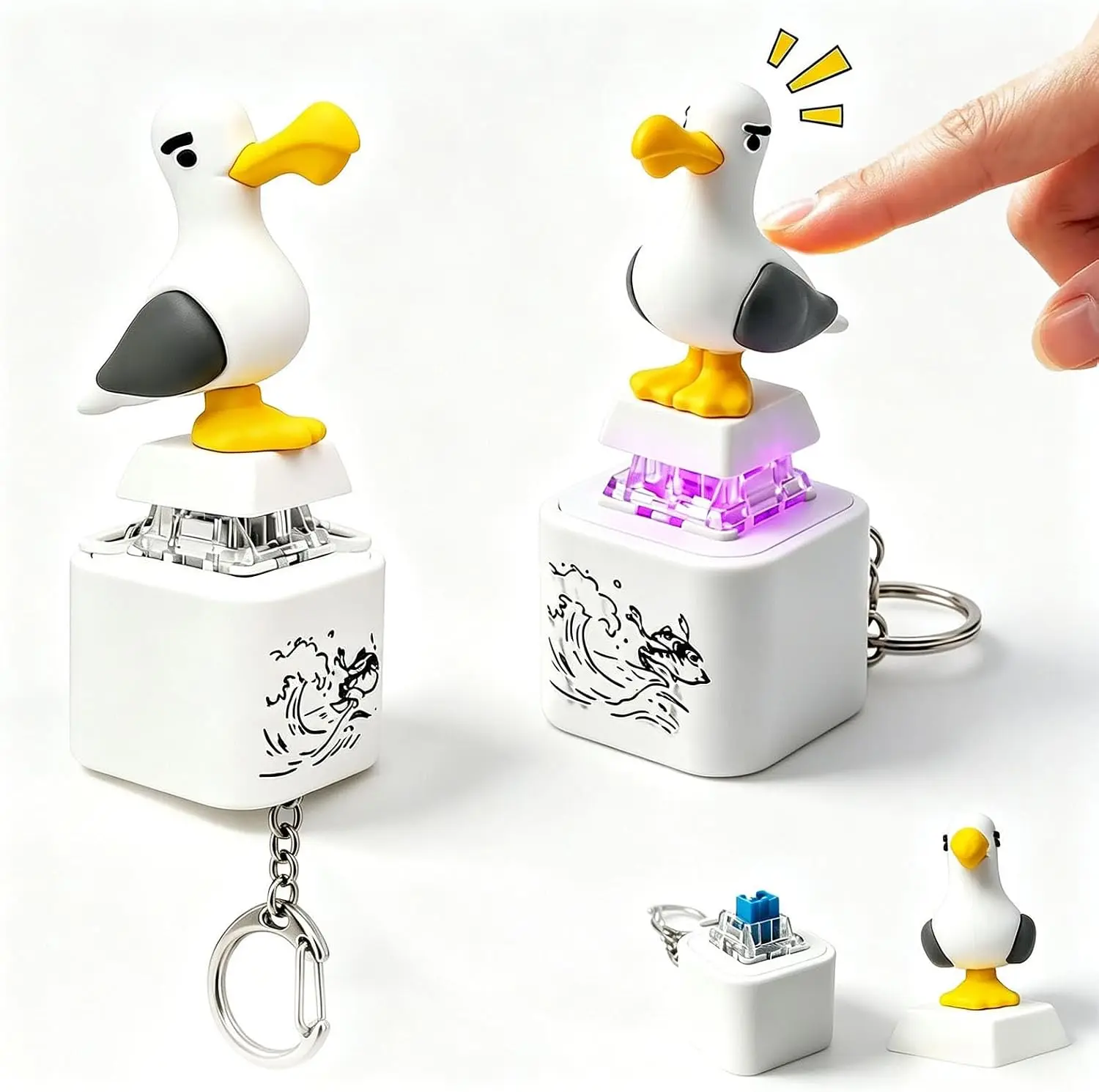 Seagull Mine Button Keychain Mine Bird Voice Keys Little Seagull Creative Keychain USB Model