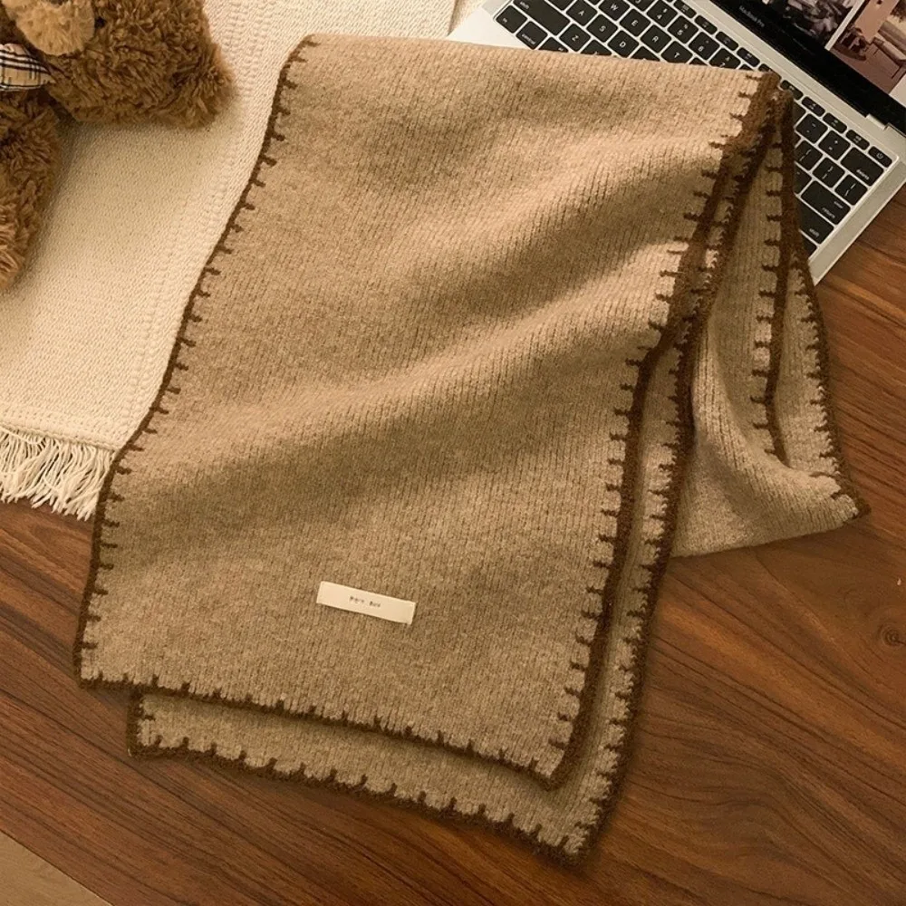 

Новый вязаный утеплитель для шеи, ветрозащитный теплый вязаный шарф, универсальный однотонный шейный платок для спорта на открытом воздухе