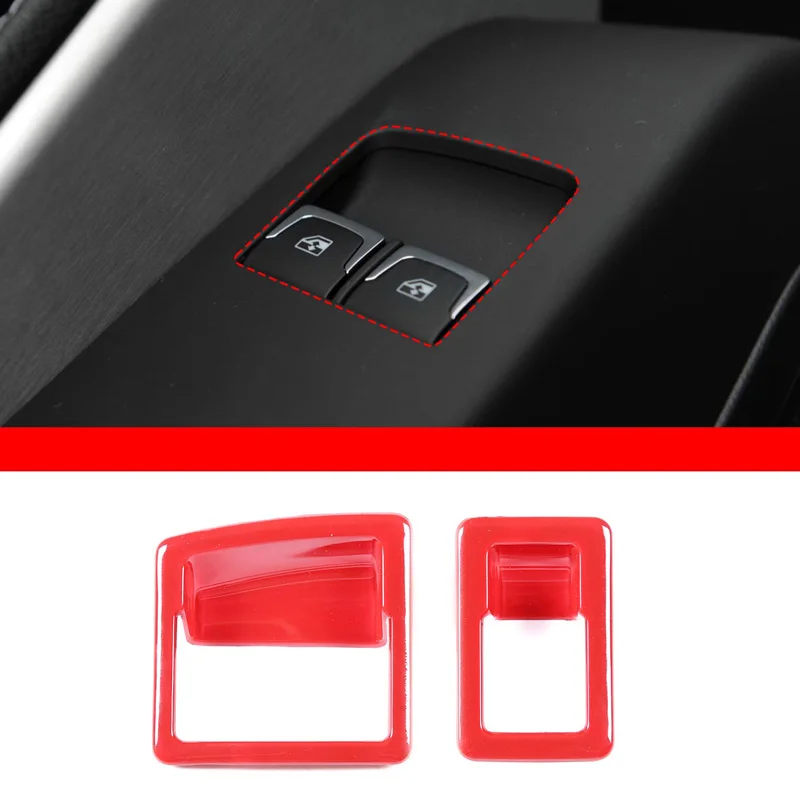 

For 2014-2019 Chevrolet Corvette C7 Car Styling Car Glass Lift Button Frame Sticker Interior Accessories 2Pcs ABS Carbon Fiber