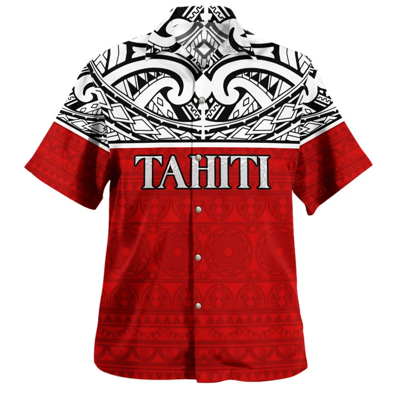 New Summer Harajuku 3D French Polynesia Tahiti Islands Flag Printing Shirts Tahiti Emblem Graphic Short Shirts Men Clothing Tops