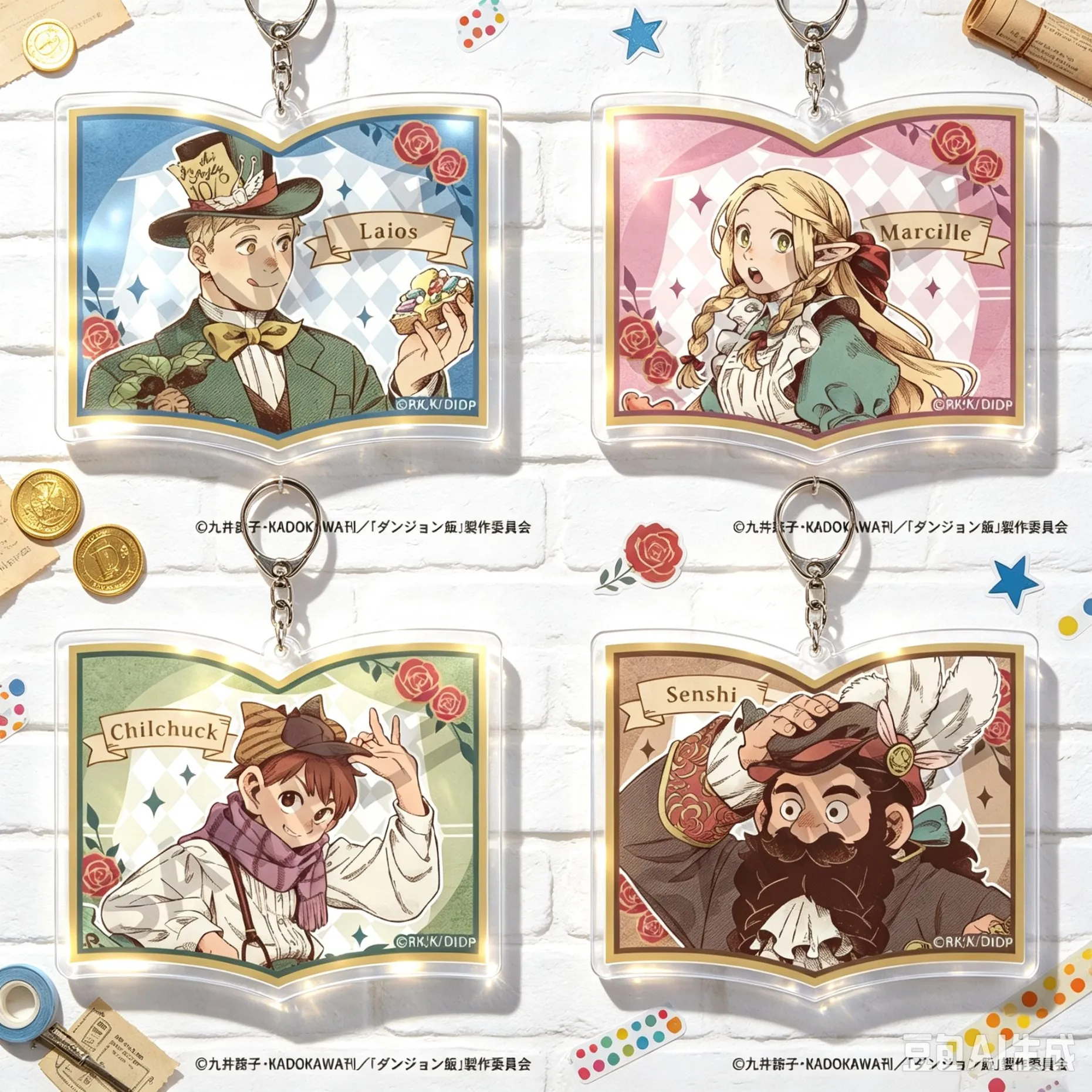 Classic Bag Car Key Ring Cartoon Delicious In Dungeon Figure Decoration Charm Gift Anime Acrylic High Definition Images Keychain