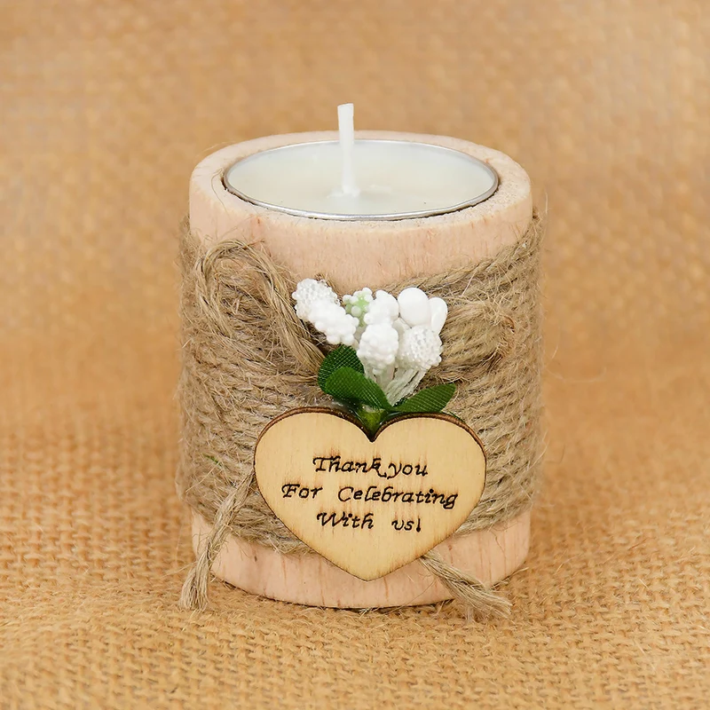 Wooden Creative Cylinder Candle Holder Wedding Thank You Guests Gift Table Desktop Decoration Holiday Birthday Party Favor Decor