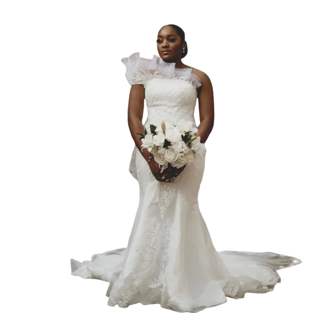 Customized Charming One Shoulder Lace Appliques Mermaid Wedding Dresses Robe De Mariée 2023 Summer Beach Plus Size Bridal Gowns