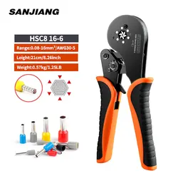 HSC8 16-6 Crimping Plier Kit Wire Ferrule Sleeves Tubular Terminals Clamp Tools 0.08-16mm² Wire Crimper Household Electrical Set