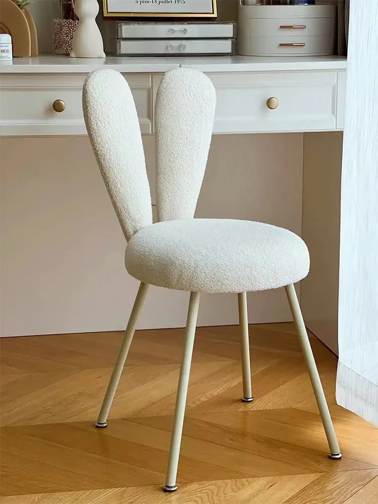 

Living Room Chairs Backchair Lamb Plush Dressing Table Chair Rabbit Stool Leisure Furniture Chairs Comfortable Relaxing Chair