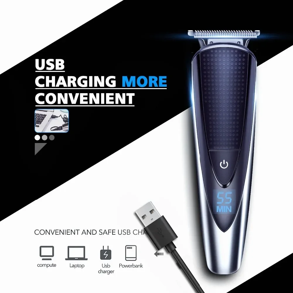 All-in-One Digital Display Hair Trimmer Beard Clipper Stubble Nose Ear Cutter Electric Haircut Machine