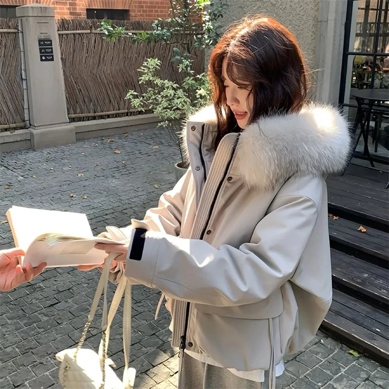 2026 New Winter Cotton Padded Jacket Women's Korean Version Loose Short Parka Coats Fur Collar Commuter Female Hooded Outwear