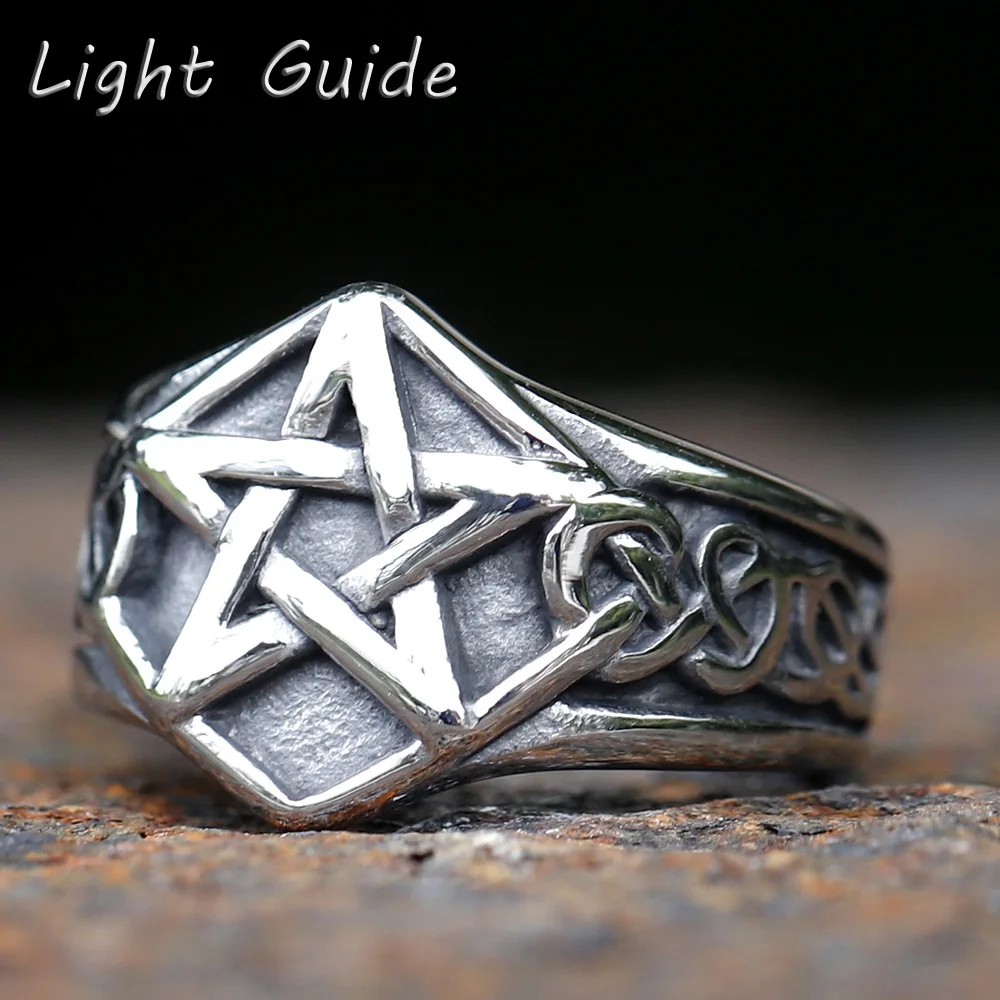 2023 NEW Celtic Knot steel stainless ring for men pentagram star ring biker trend jewelry for gift free shipping