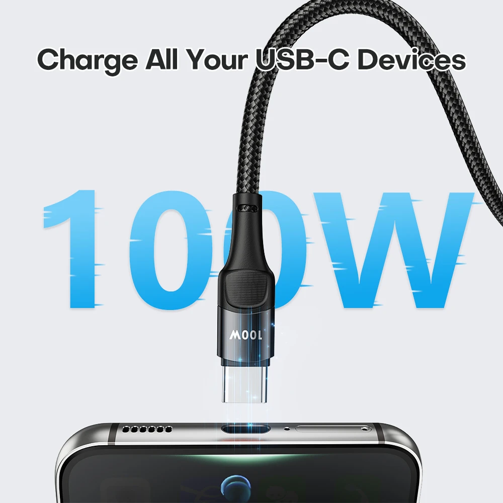 100W USB 유형 C-USB C 케이블 PD 고속 충전 충전기 케이블 Macbook 용 데이터 코드 Samsung Huawei Xiaomi Type-C USB C 케이블 3M