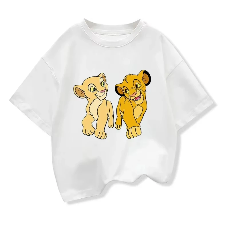

Футболка Potdemiel Summer The Lion King Simba, детская одежда для мальчиков, белые футболки с короткими рукавами, детская одежда, топы для малышей, От 2 до 12 лет