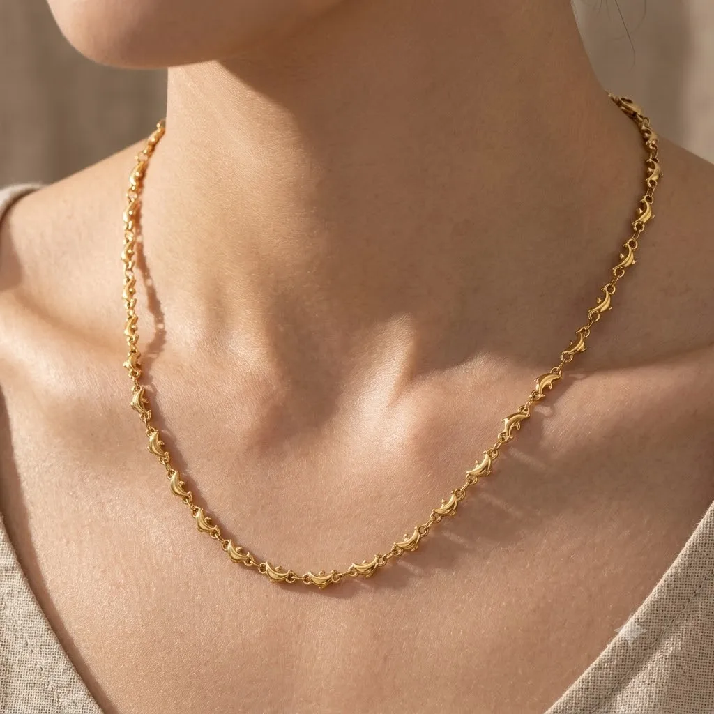 0,5 Meter/1 Meter Gold Seestern Delfin Schmuckkette Edelstahlkette Großpackung klobige Gliederketten für Halsketten Armbänder Bastelarbeiten – Detail 7