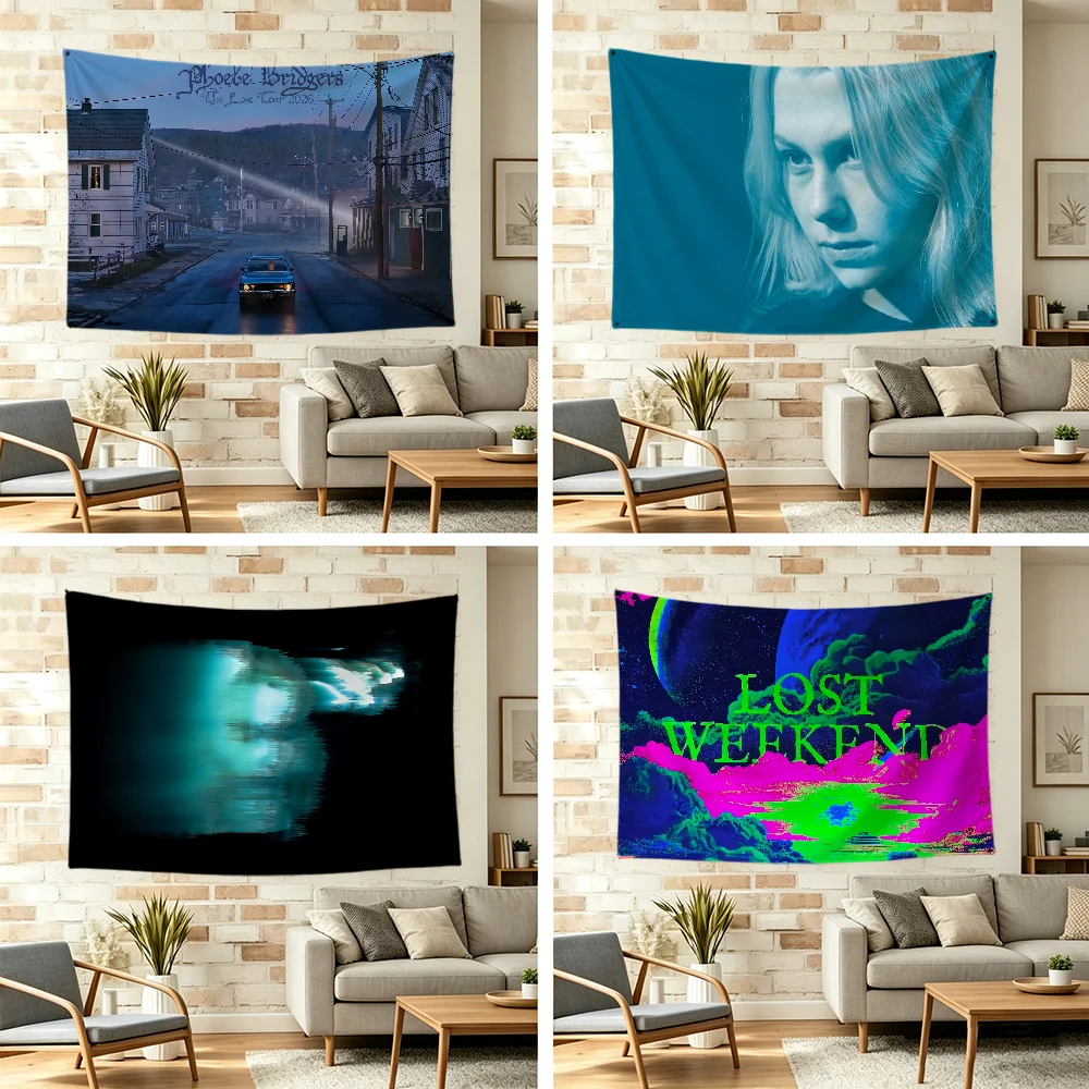 P-phoebebridgers Singer Lost Weekend Flag Durable Outdoor Indoor Patio Festive Decoration Classic Design Pole Wall Room Banner