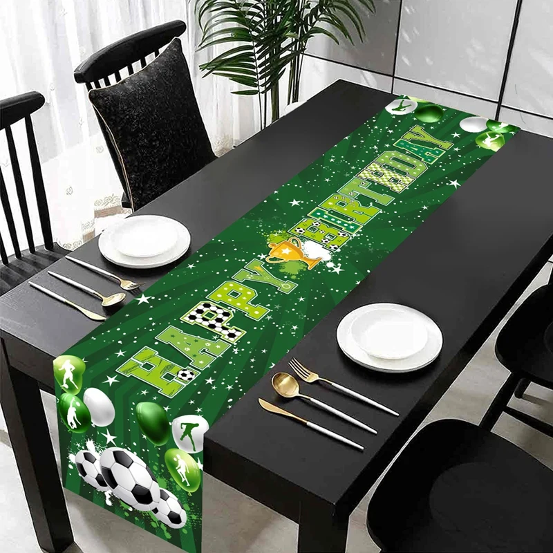 1pc Soccer/Football Party Table Flag Table Centerpiece Soccer Birthday Decorations Sports Theme Party Table Runner Table Cover view 3