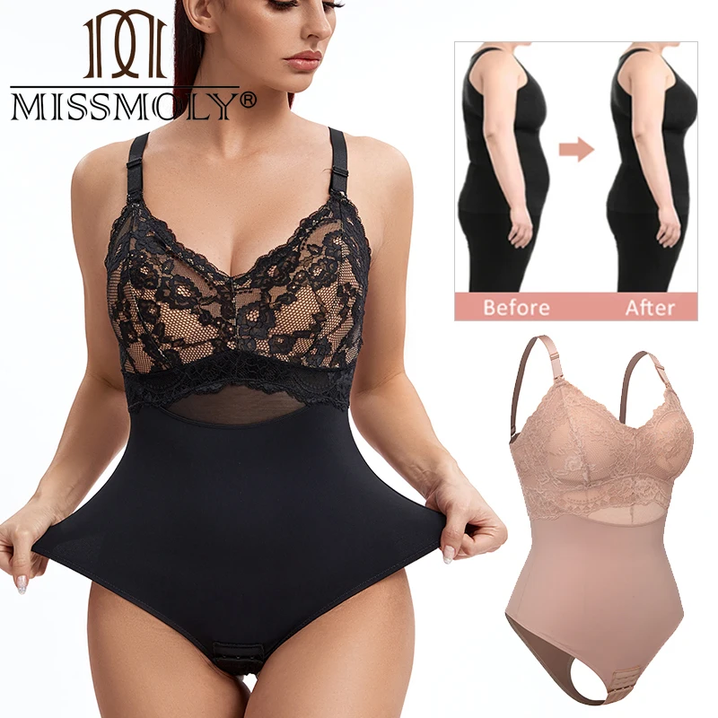 

Women Lace Bodysuit Tummy Control Built-in Bra Shapewear Sleeveless Corset Tops Camisole Butt Lifter Waist Trainer Body Shaper