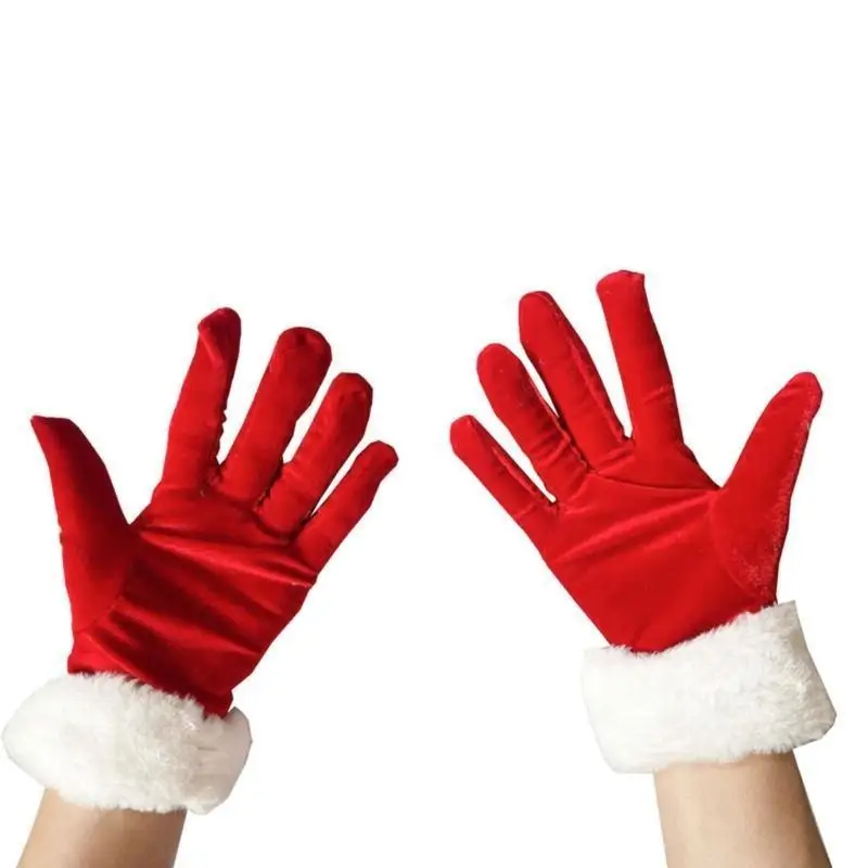 39BD Teenager-Cosplay-Weihnachtsmann-Winterhandschuhe mit LED-weißen Manschetten, warme Plüsch-Handschuhe – Detail 4