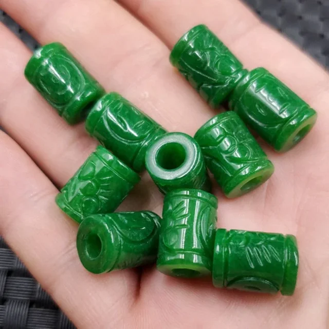 5pc naturalne A zielonego jadeitu pieniądze koraliki DIY bransoletka bransoletka urok jadeit biżuteria akcesoria mody Amulet prezenty dla kobiet mężczyzn