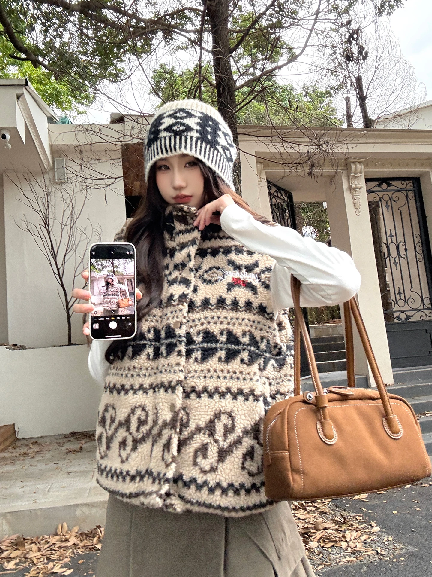 

Don Cry American Sle Lamb Velvet Pattern Warm Cotton Lined Stand Collar Layering Vest Women's Outerwear Autumn Winter New A...