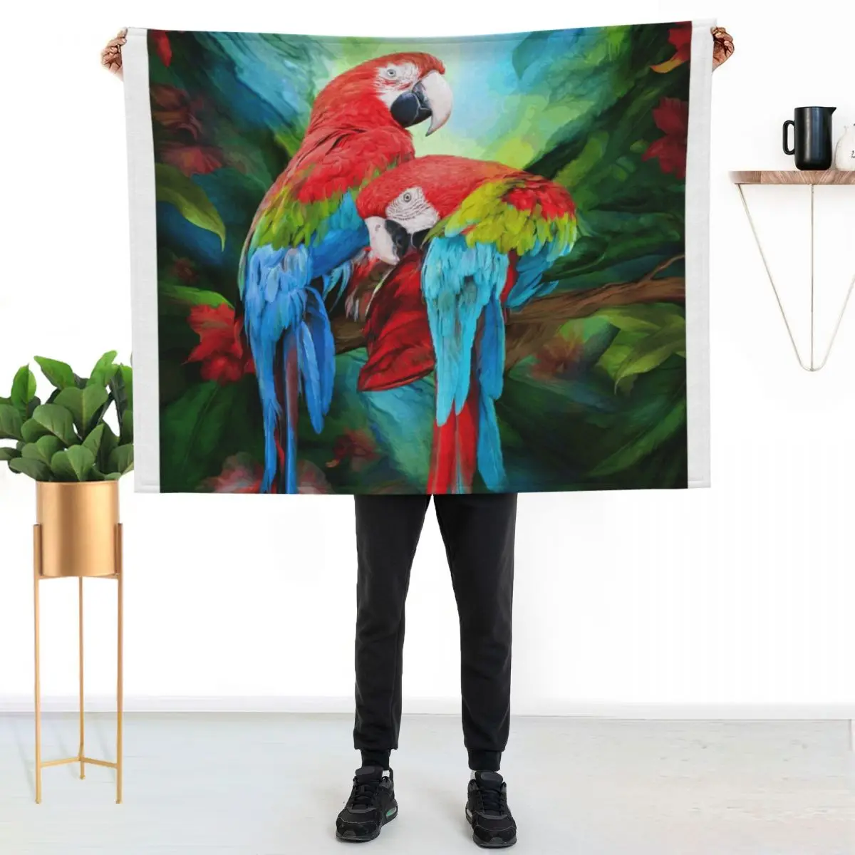 Tropic Spirits - Macaws Throw Blanket Fashion Sofas Plaid Decorative Sofa Picnic Hairy Luxury St Blankets