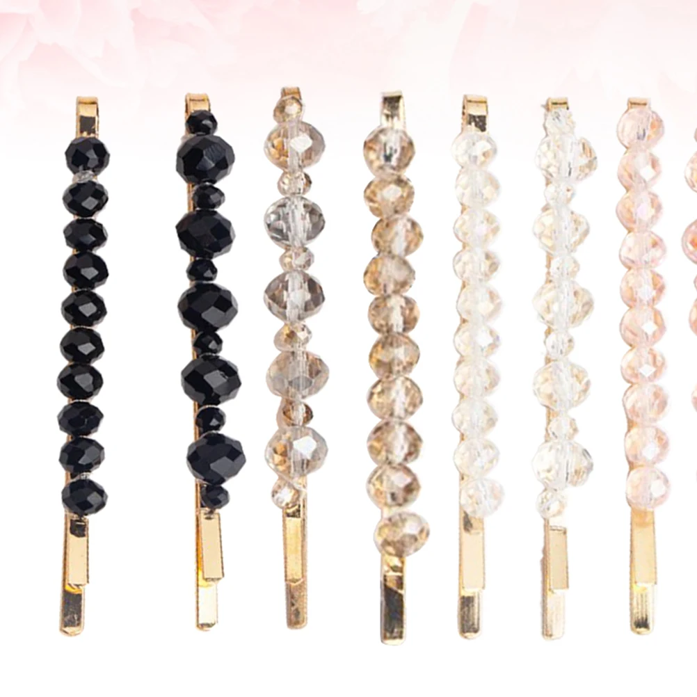 

8pcs Crystal Hair Pins Transparent Barrette For Party Festival Travel Daily Wear Lightweight Alloy Hair Clips Women Headdress