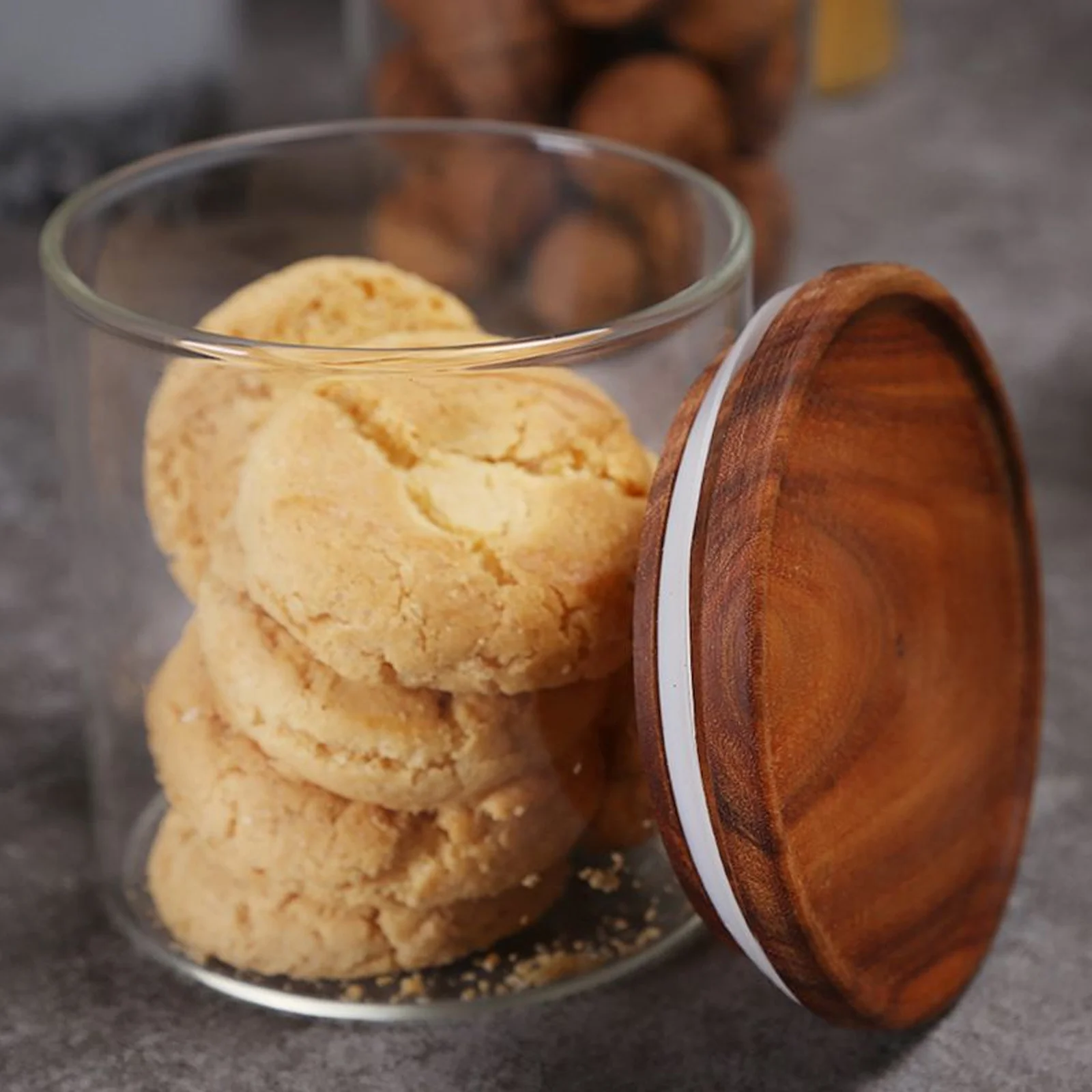 

1pc Glass Airtight Container Transparent Food Storage Jar For Tea Candy Snacks Dry Fruits Kitchen Organizer Moisture Dust