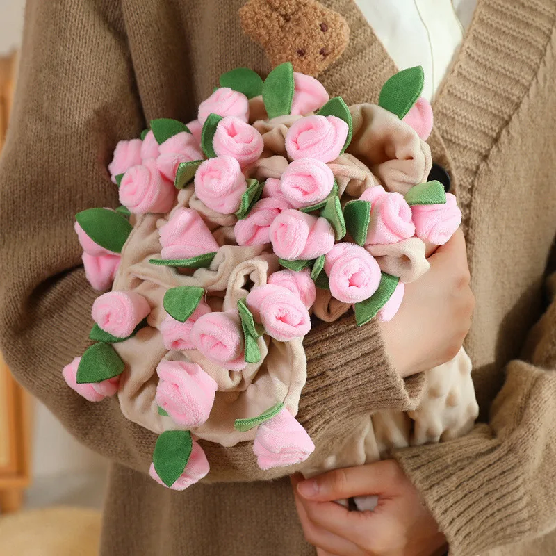 Divertente creativo 2in1 bouquet bambole scialle Kawaii farcito cartone animato morbido peluche per ragazze regali di San Valentino decorazioni per la casa