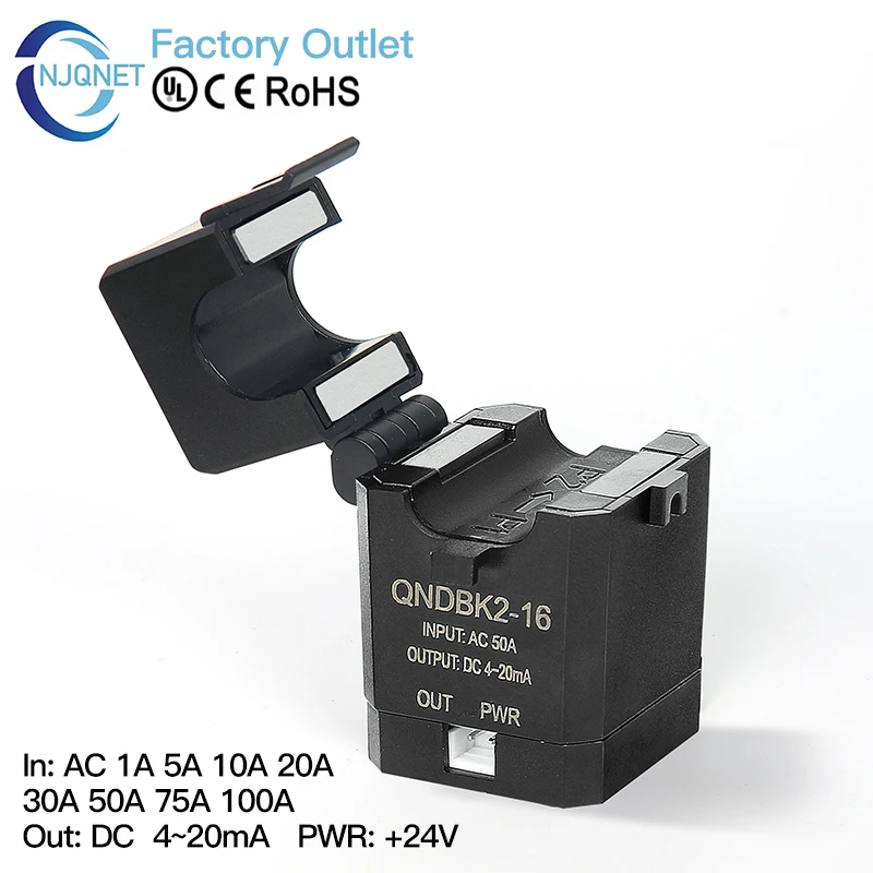 

QNDBK2-16 AC 5A 10A 20A 50A 100A 200A Out 4 20mA split core current transducer clamp current sensor transformer ct transmitter
