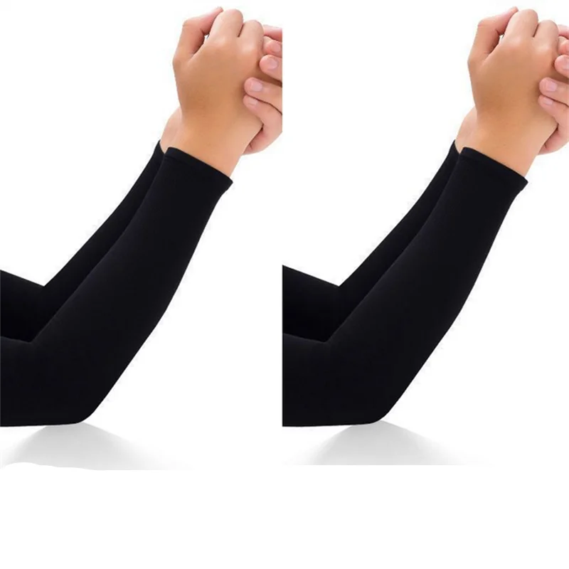 Summer 1 Pair Black Ice Silk Sleeves Cooling Arm Covers For Men Women Sun Protection Sunshade For Cycling Outdoor Sports Golf