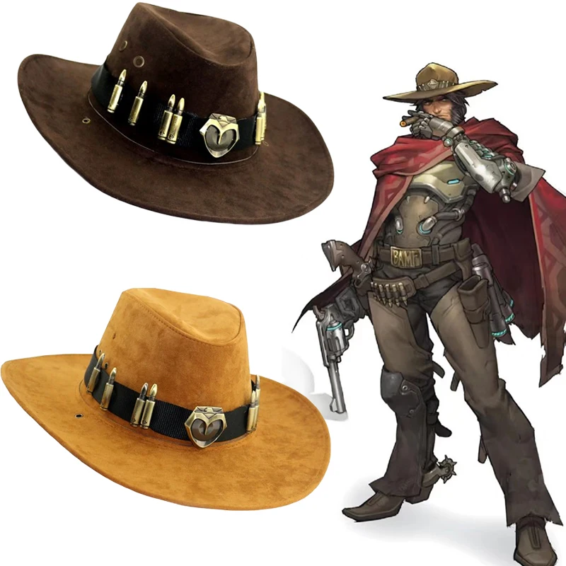 Game Overwatch Mccree Badge Cosplay Hat Men Western Cowboy Hat Pirate Hat Accessory Halloween Carnival Roleplay Costume Props