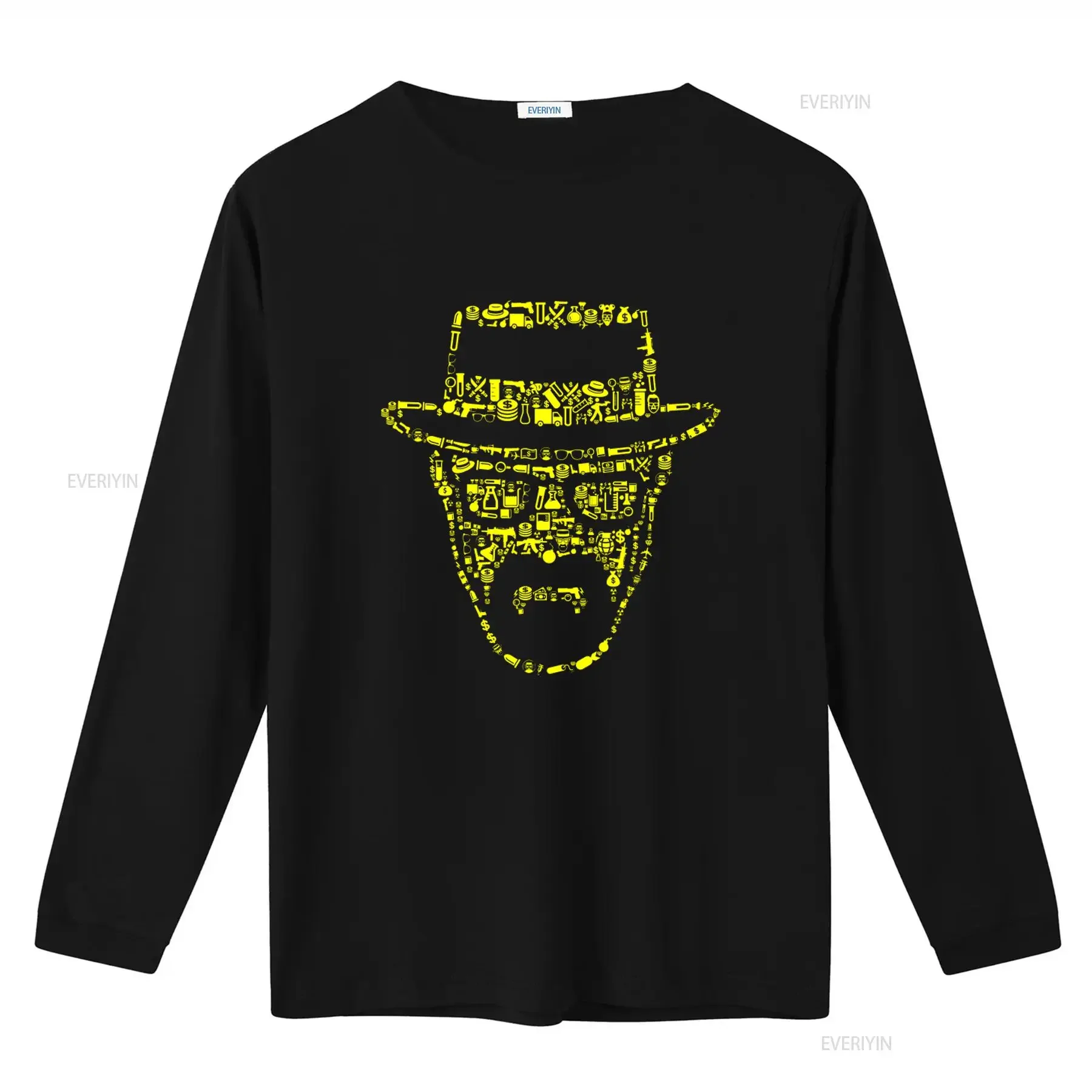 THE HEISENBERG CHRONICLES Cotton T Shirt with Unique Yellow Iconic Pattern vintage Washed Comfortable Versatile Breathable