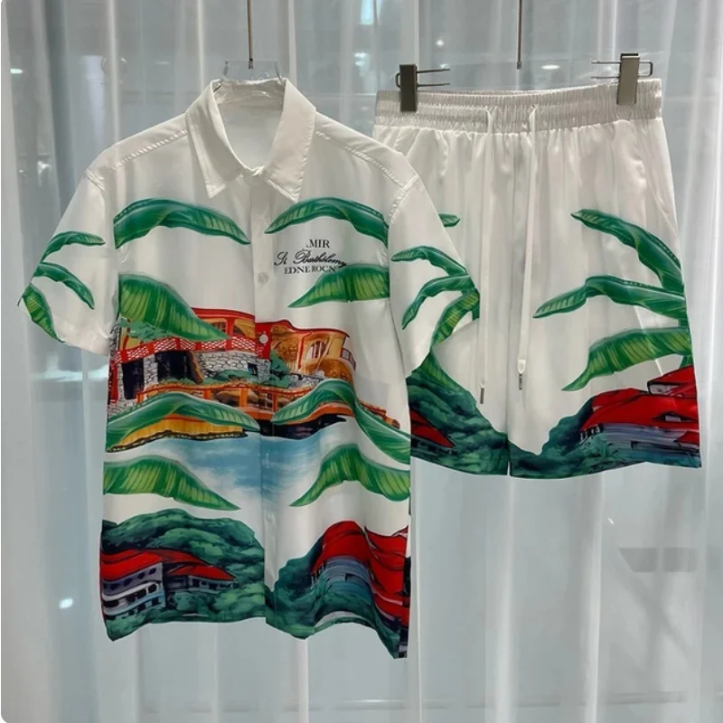 2024 3d Fun Printed Hawaiian Two-Piece Set For Men Summer Fashion Male Clothing Loose Oversized Short Sleeved Shirt Casual Suit