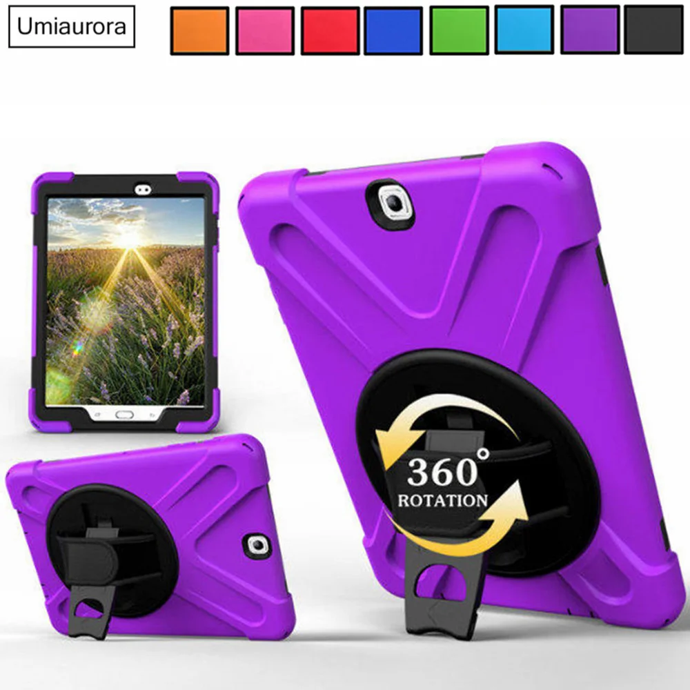 

For Samsung Tab S2 8.0 inch SM-T710 SM-T715 SM-T713 T718 T719 Heavy Duty Rugged Tablet Case Hand Strap Stand Shockproof PC Funda