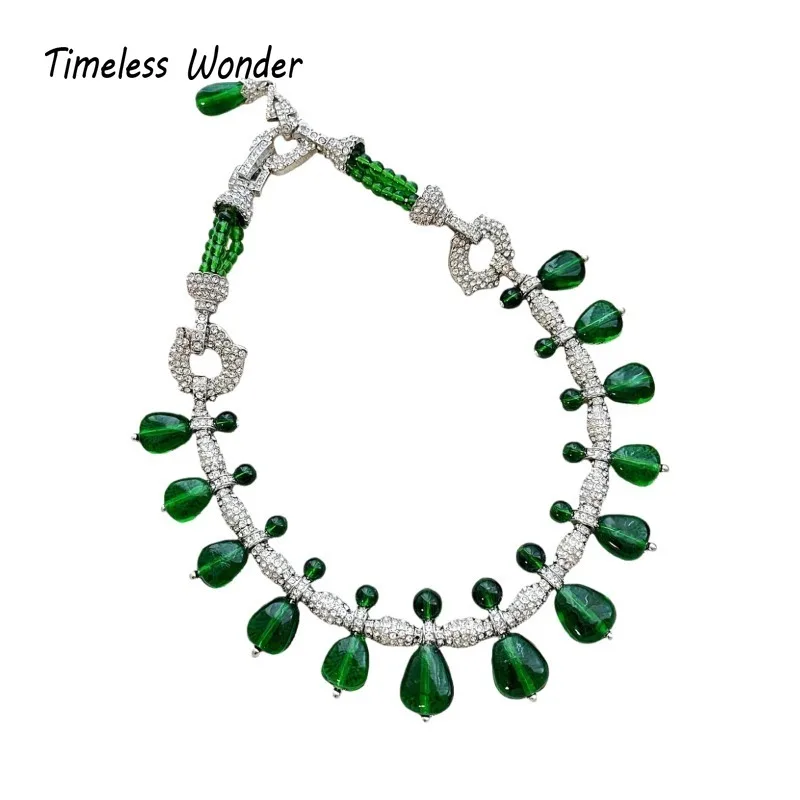 

Timeless Wonder Fancy Zircon Glass Beaded Pave Necklace for Women Designer Jewelry Runway Trendy Sweet Gift Versatile Rare 4523
