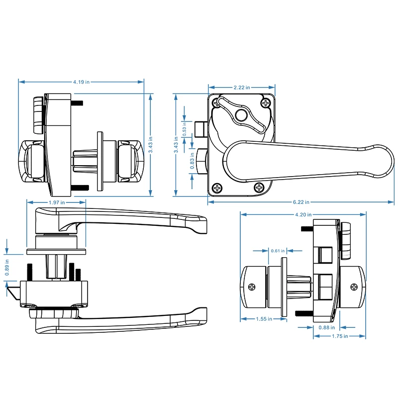 Fechadura de porta de motorhome, 19mm, com fechadura, liga de zinco prateada, banheiro, porta de banheiro, para trailer, viagem, trailer, motorhome, banheiro