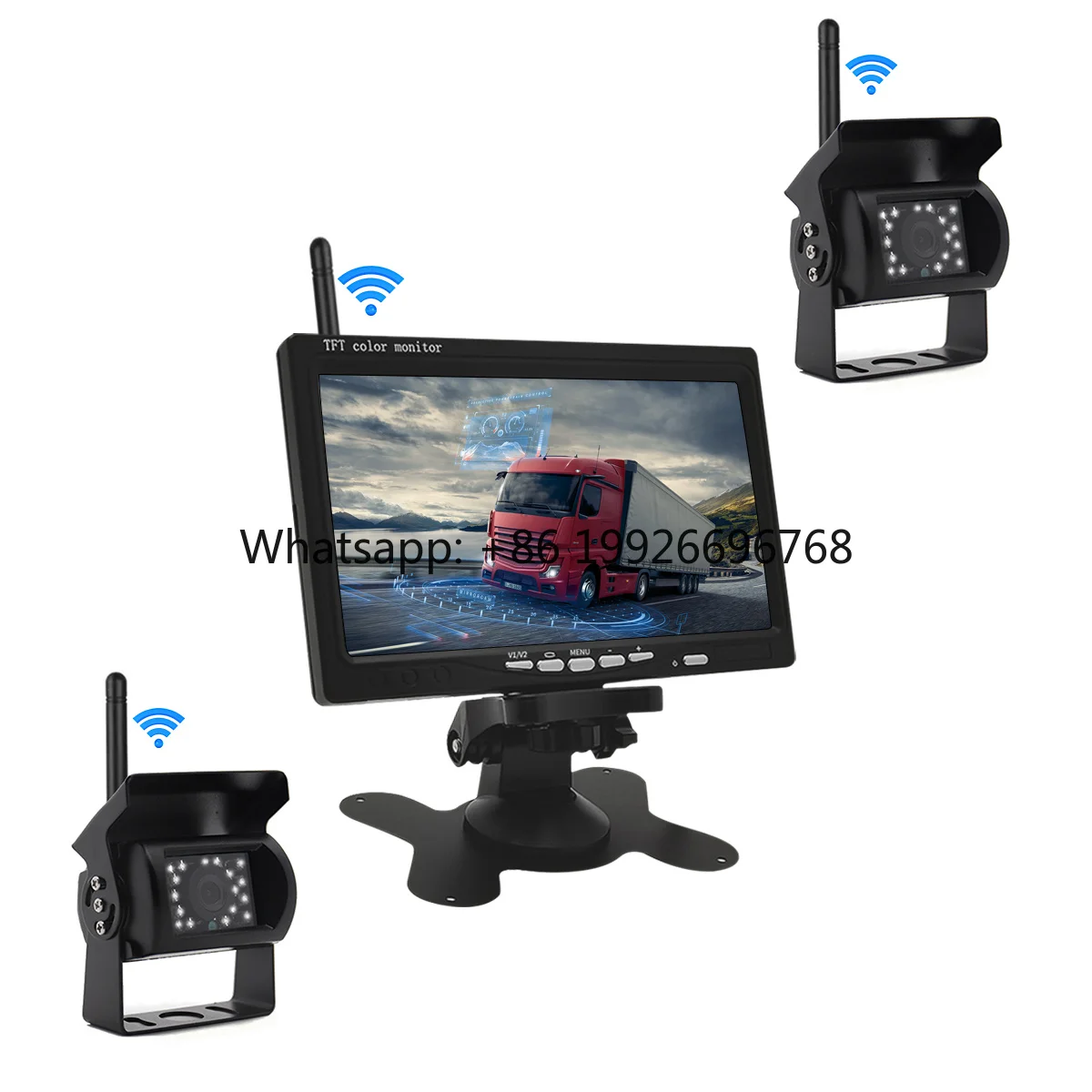 

Wireless Vehicle Dual Reverse Cameras & Monitor Car Reversing Aid Waterproof Rear View Camera for Truck