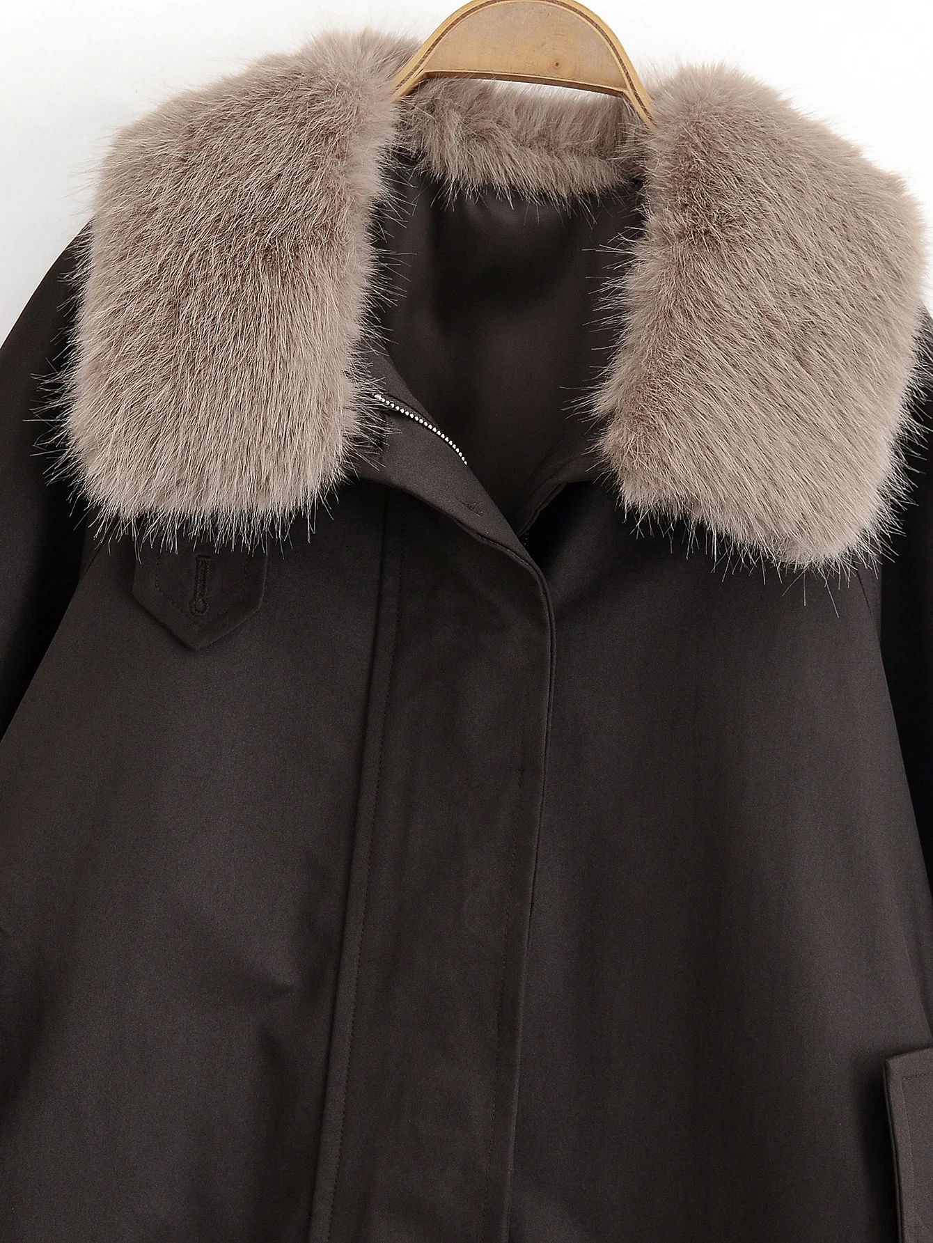 Frauen Faux Pelz Drehen-unten Kragen Jacke Lose Lange Sleeve Zipper Windjacke Mantel Weibliche Herbst Winter Casual Streetwear outwear